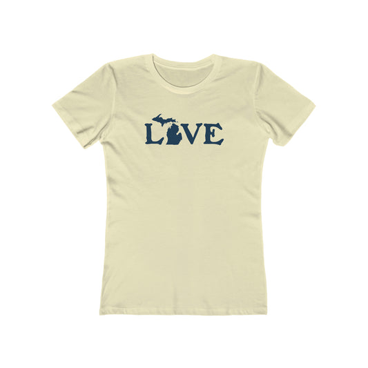 Michigan 'Love' T-Shirt (Woodcut Font) | Women's Boyfriend Cut