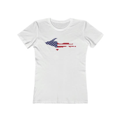 Michigan Upper Peninsula T-Shirt (w/UP MI USA Flag Outline) | Women's Boyfriend Cut