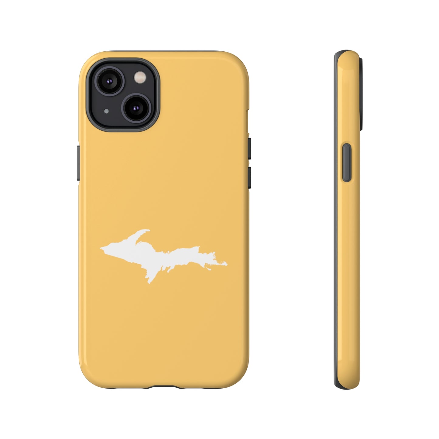 Michigan Upper Peninsula Tough Phone Case (Citrine Color w/ UP Outline) | Apple iPhone