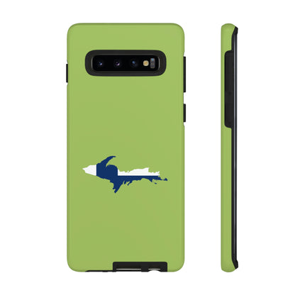 Michigan Upper Peninsula Tough Phone Case (Gooseberry Green w/ UP Finland Flag Outline) | Samsung & Pixel Android