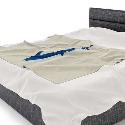 Michigan Upper Peninsula Plush Blanket (w/ Azure UP Outline) | Ivory White