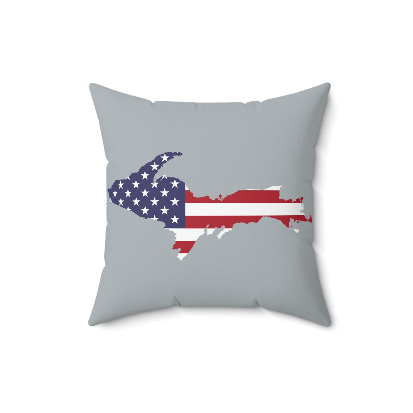 Michigan Upper Peninsula Accent Pillow (w/ UP USA Flag Outline) | Silver