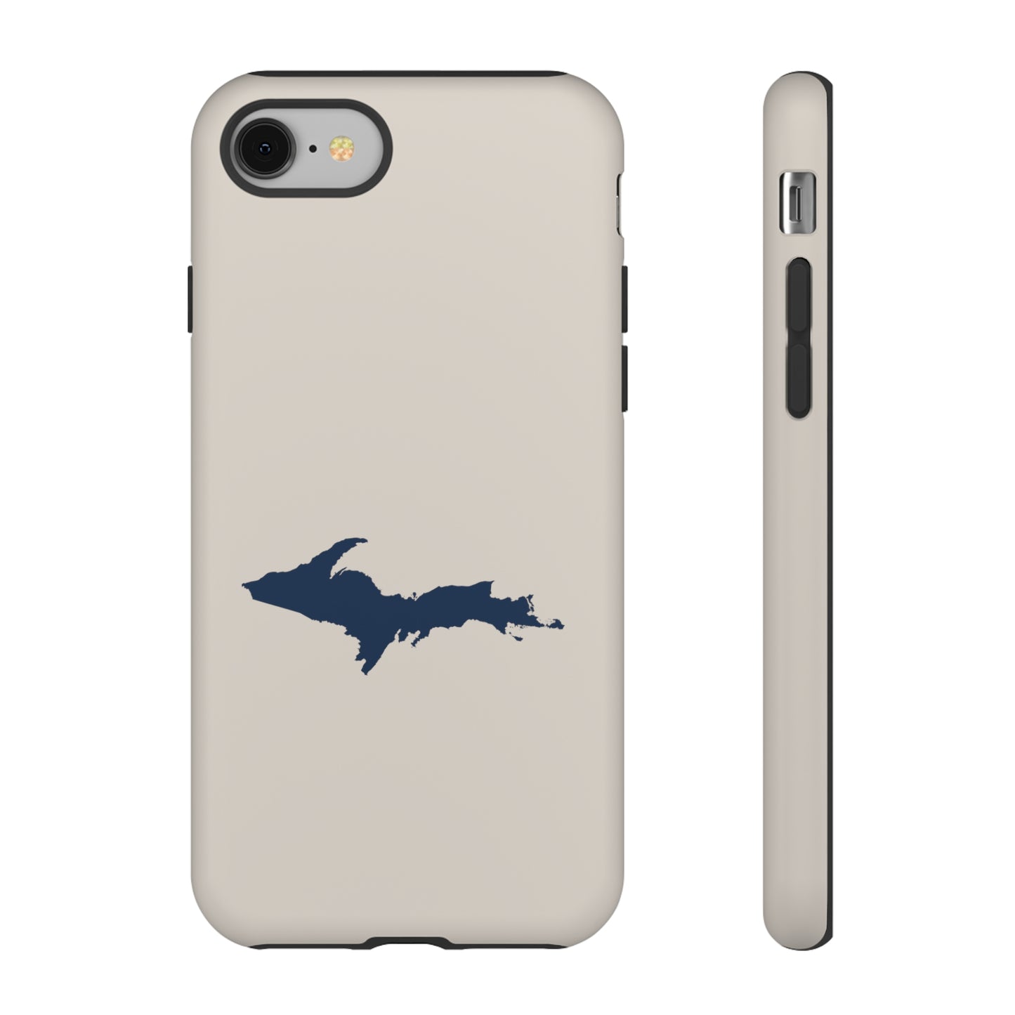 Michigan Upper Peninsula Tough Phone Case (Canvas Color w/ UP Outline) | Apple iPhone