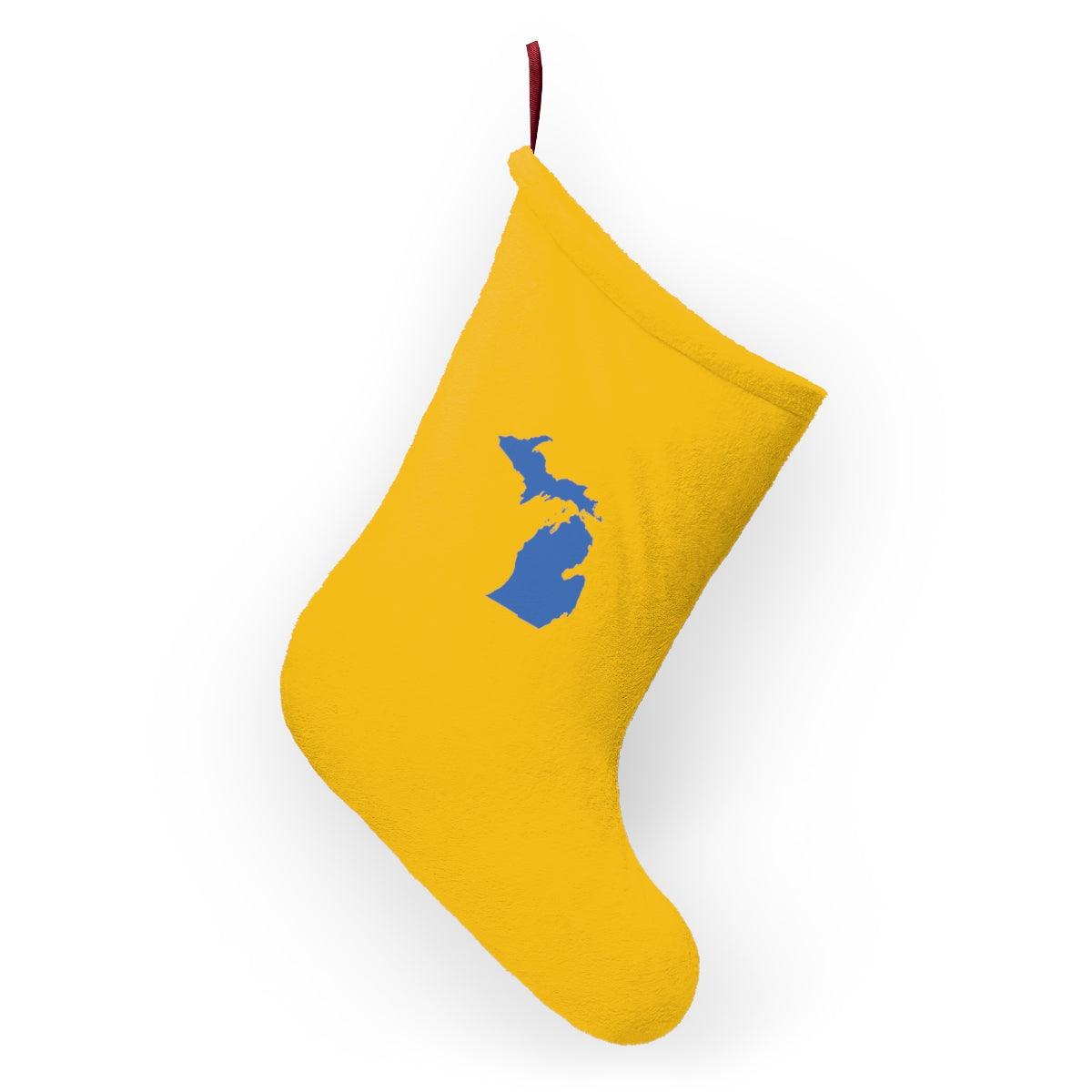 Michigan Outline Christmas Stocking | Yellow and Blue Colors - Circumspice Michigan