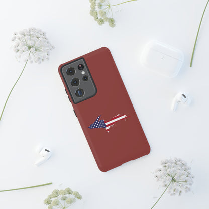 Michigan Upper Peninsula Tough Phone Case (Ore Dock Red w/ UP USA Flag Outline) | Samsung & Pixel Android