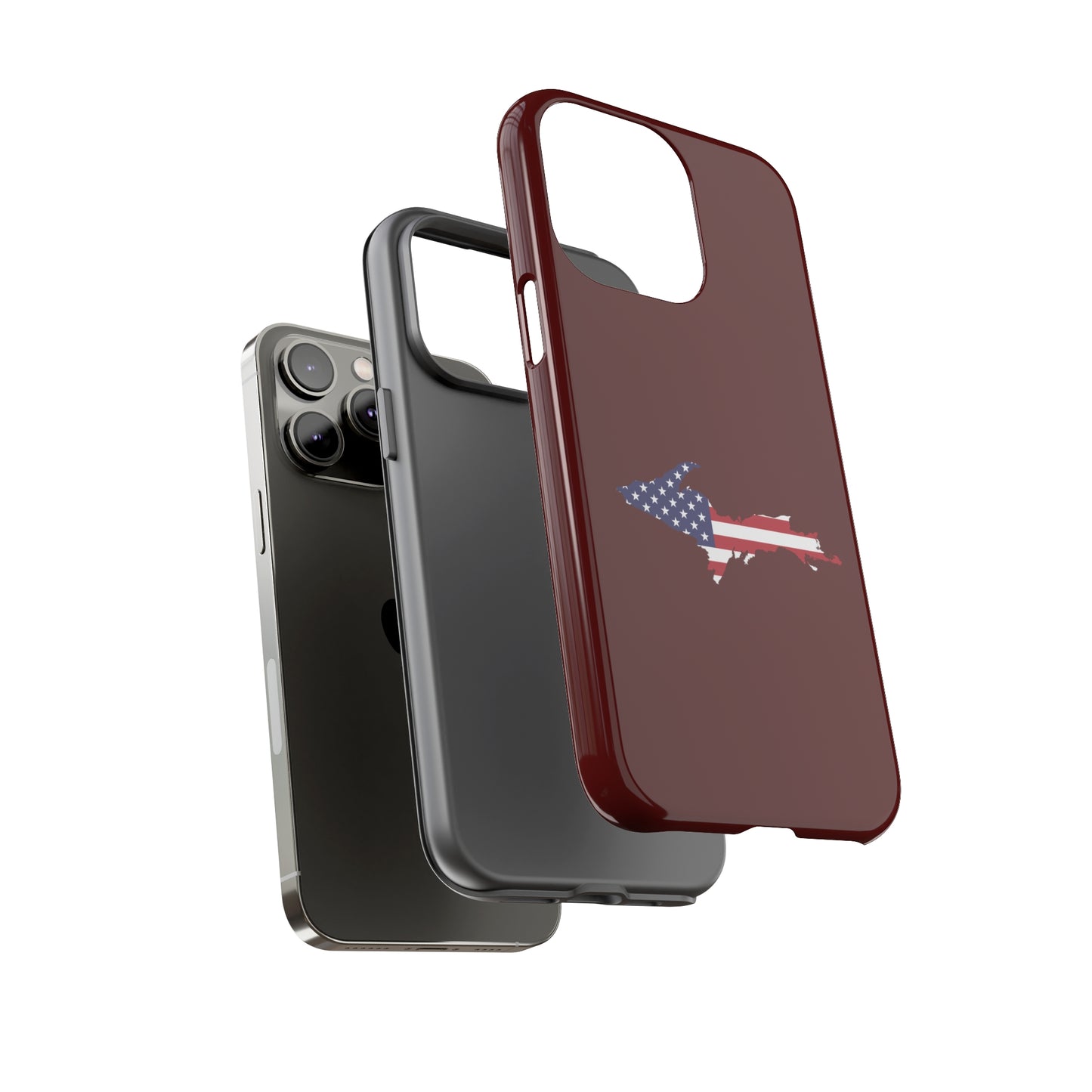 Michigan Upper Peninsula Tough Phone Case (Cherrywood Color w/ UP USA Outline) | Apple iPhone