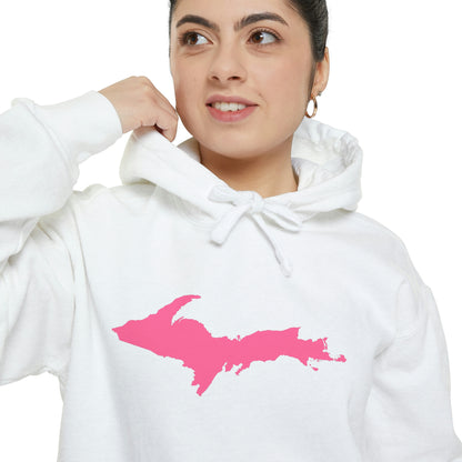 Michigan Upper Peninsula Hoodie (w/ Pink UP Outline) | Unisex Garment-Dyed