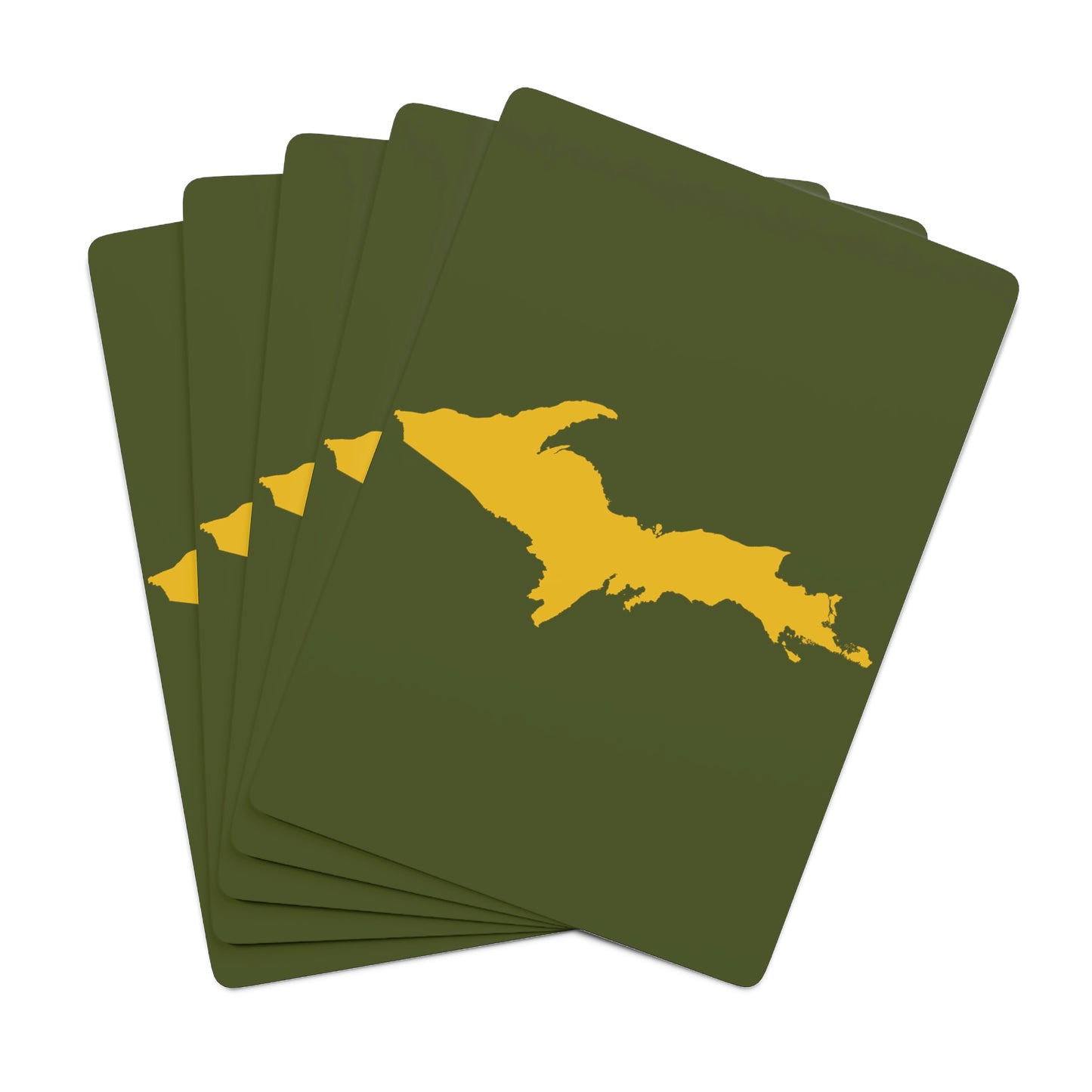 Michigan Upper Peninsula Poker Cards (Army Color w/ Gold UP Outline)