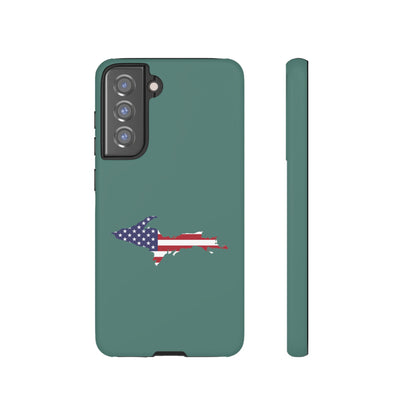 Michigan Upper Peninsula Tough Phone Case (Copper Green w/ UP USA Flag Outline) | Samsung & Pixel Android