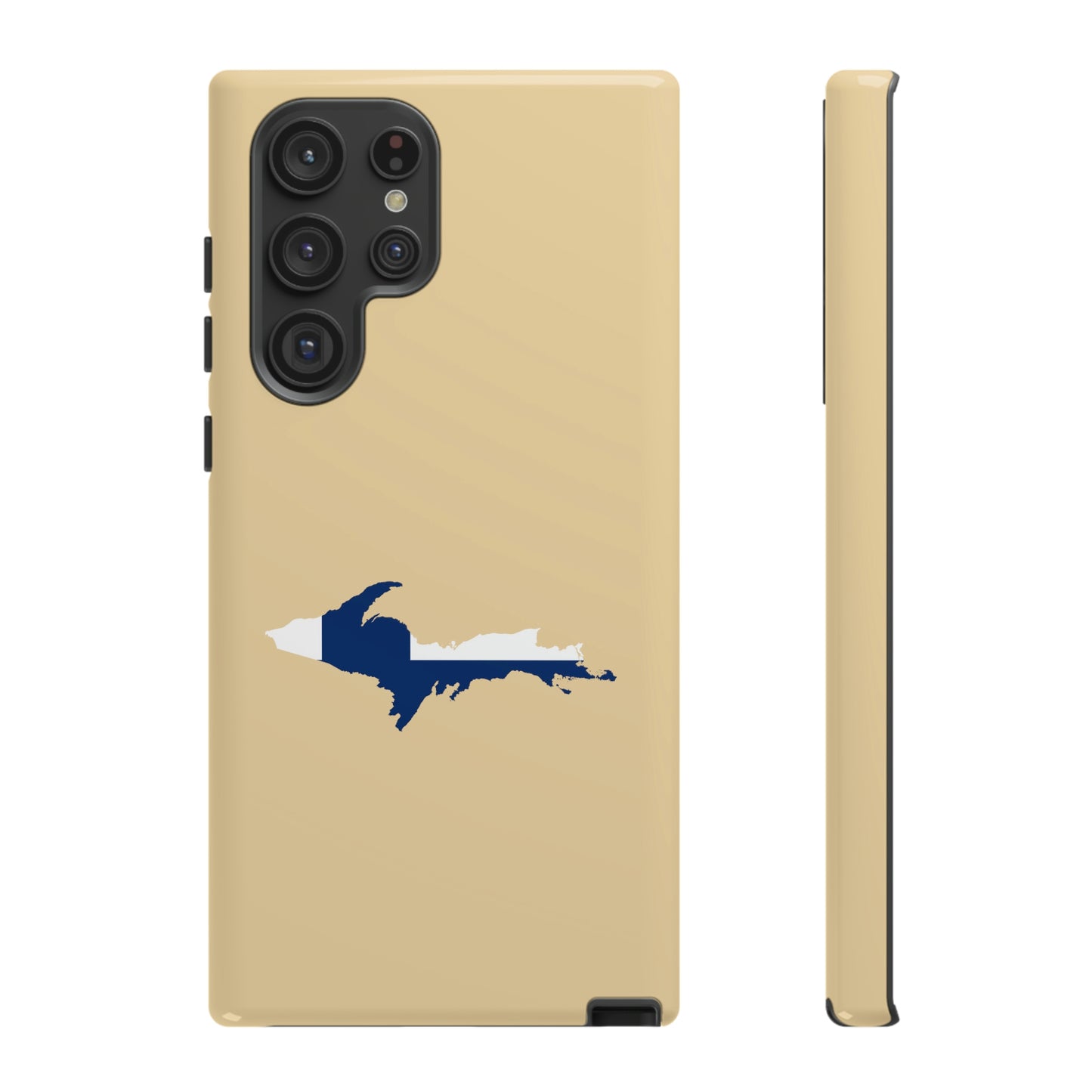 Michigan Upper Peninsula Tough Phone Case (Maple Color w/ UP Finland Flag Outline) | Samsung & Pixel Android