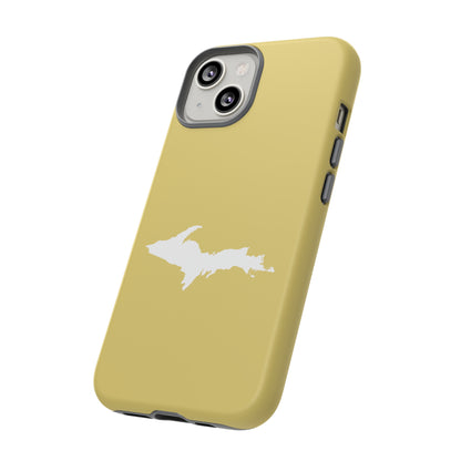 Michigan Upper Peninsula Tough Phone Case (Plum Yellow w/ UP Outline) | Apple iPhone