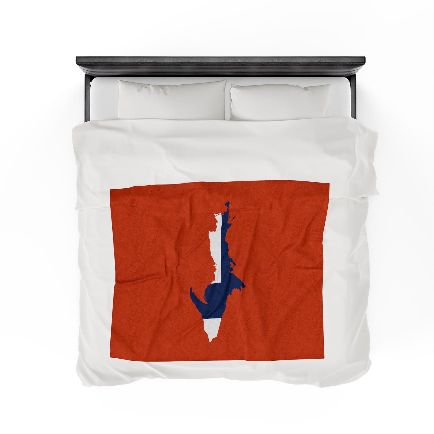 Michigan Upper Peninsula Plush Blanket (w/ UP Finland Flag Outline) | Maple Leaf Orange