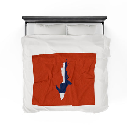 Michigan Upper Peninsula Plush Blanket (w/ UP Finland Flag Outline) | Maple Leaf Orange