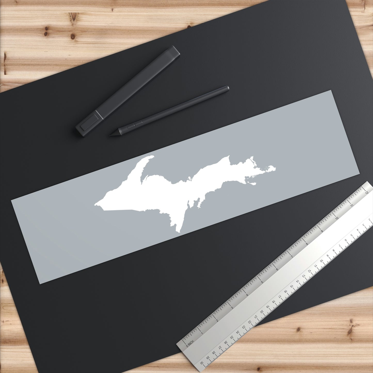 Michigan Upper Peninsula Bumper Sticker (w/ UP Outline) | Silver Background