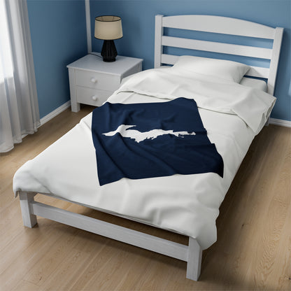 Michigan Upper Peninsula Plush Blanket (w/ UP Outline) | Navy