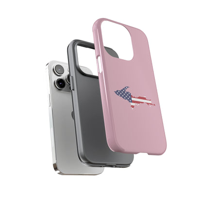 Michigan Upper Peninsula Tough Phone Case (Pink w/ UP USA Flag Outline) | Apple iPhone