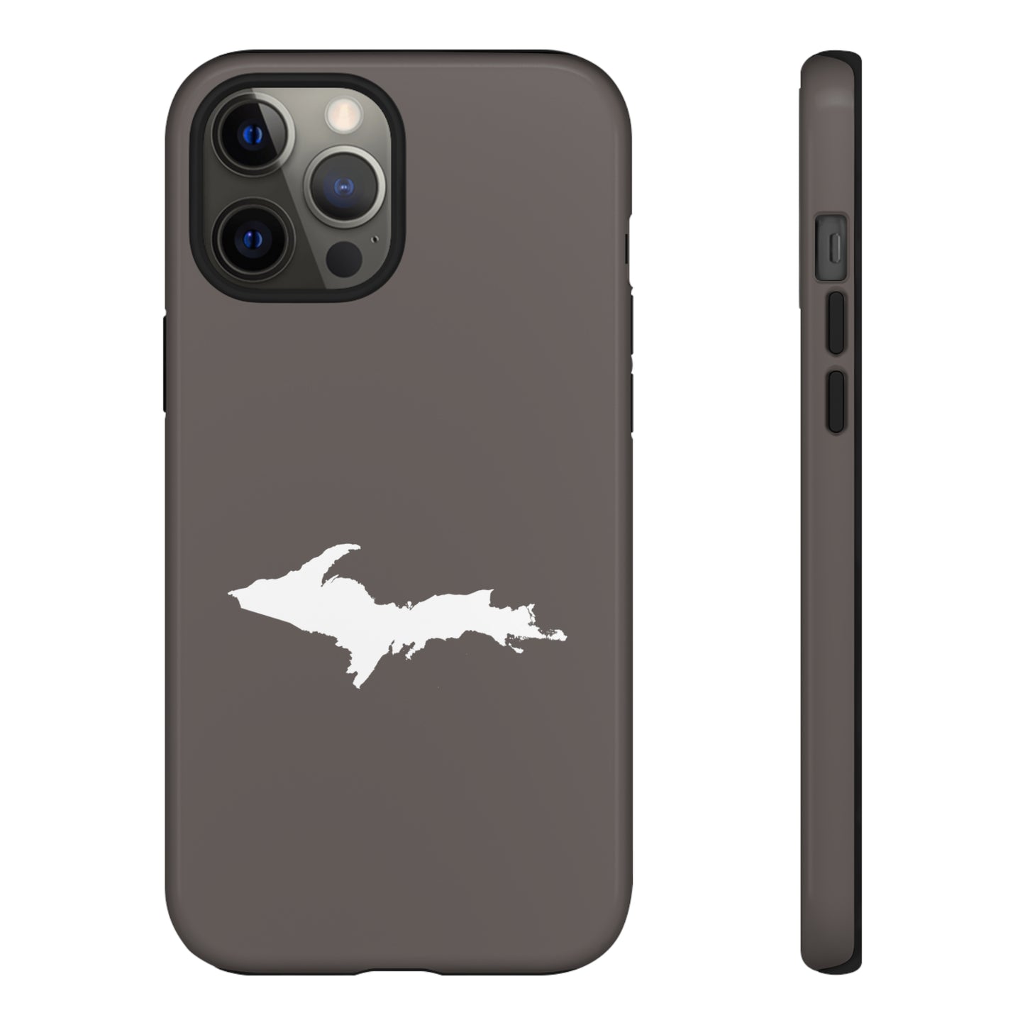 Michigan Upper Peninsula Tough Phone Case (Warren Tank Grey w/ UP Outline) | Apple iPhone