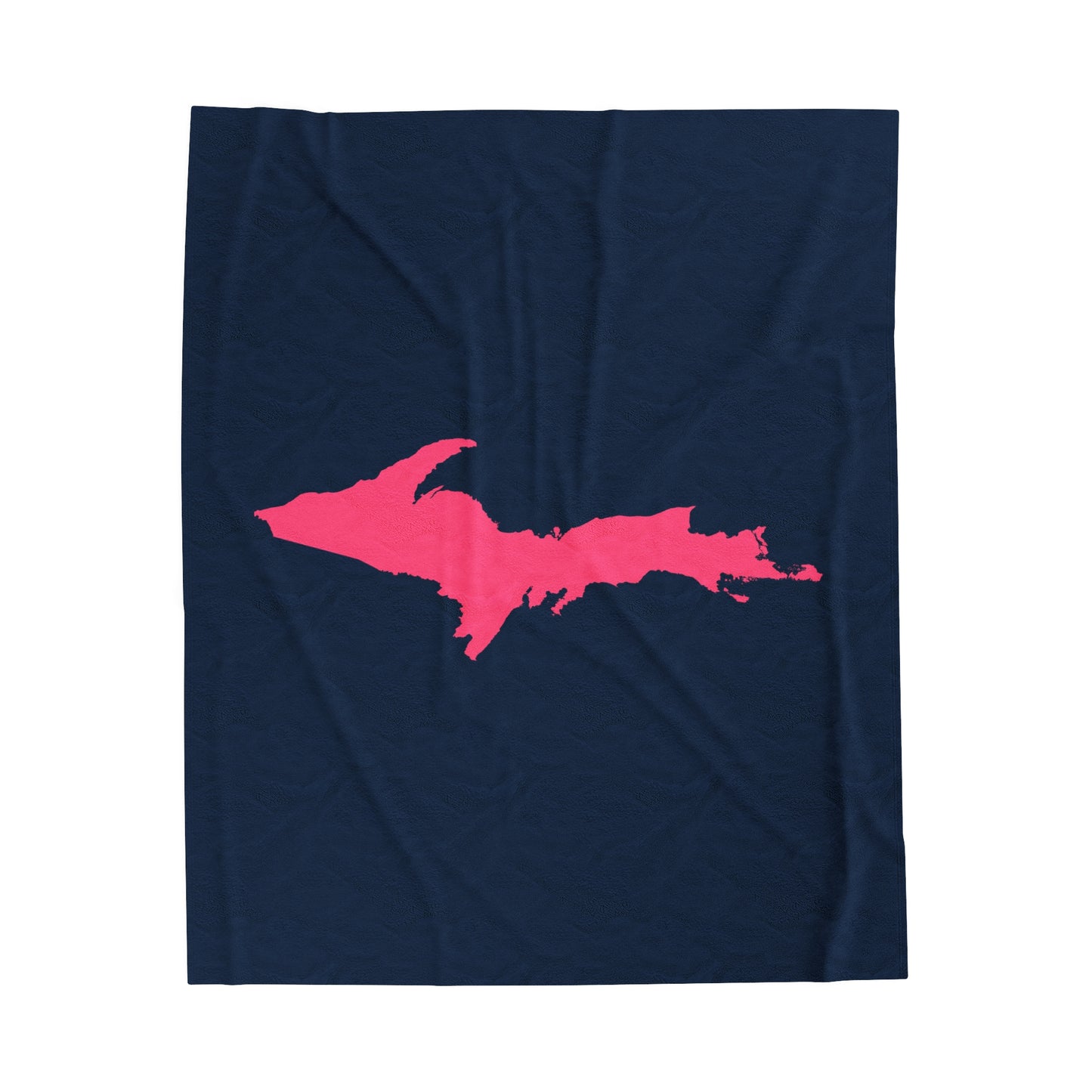 Michigan Upper Peninsula Plush Blanket (w/ Pink UP Outline) | Navy