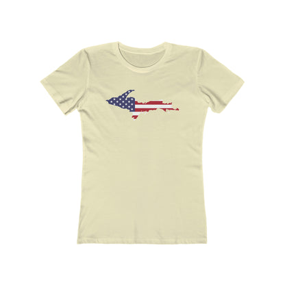 Michigan Upper Peninsula T-Shirt (w/UP MI USA Flag Outline) | Women's Boyfriend Cut