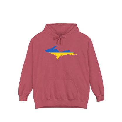 Michigan Upper Peninsula Hoodie (w/ UP Ukraine Flag Outline) | Unisex Garment-Dyed