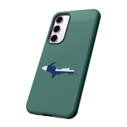 Michigan Upper Peninsula Tough Phone Case (Copper Green w/ UP Finland Flag Outline) | Samsung & Pixel Android