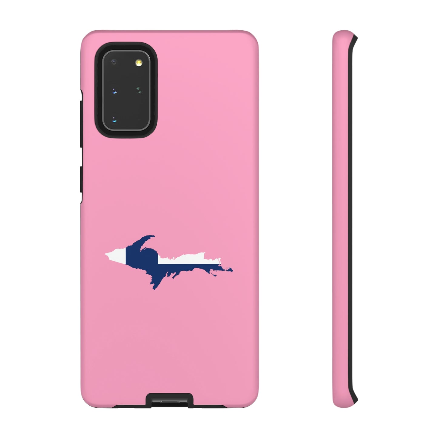 Michigan Upper Peninsula Tough Phone Case ('67 Caddie Pink w/ UP Finland Flag Outline) | Samsung & Pixel Android