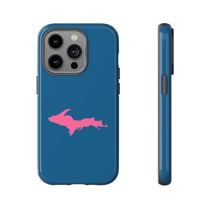 Michigan Upper Peninsula Tough Phone Case (Blueberry w/ Pink UP Outline) | Apple iPhone