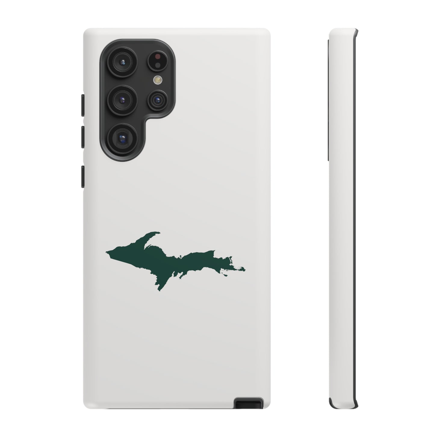 Michigan Upper Peninsula Tough Phone Case (Birch Bark White w/ Green UP Outline) | Samsung & Pixel Android