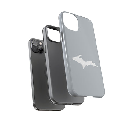 Michigan Upper Peninsula Tough Phone Case (Silver w/ UP Outline) | Apple iPhone