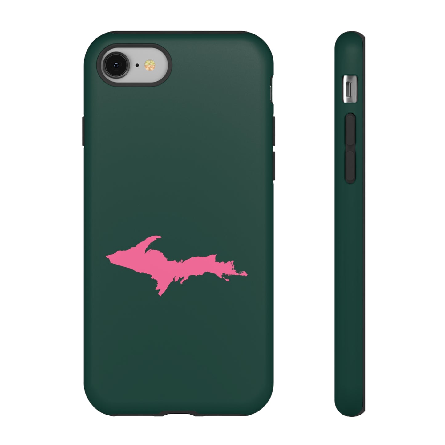 Michigan Upper Peninsula Tough Phone Case (Green w/ Pink UP Outline) | Apple iPhone