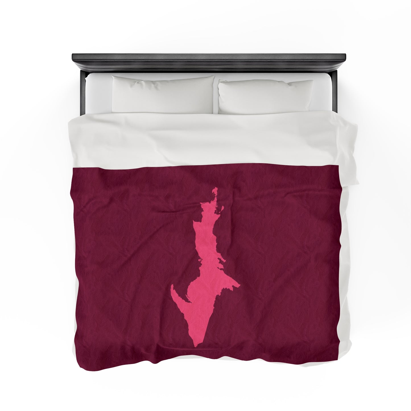 Michigan Upper Peninsula Plush Blanket (w/ Pink UP Outline) | Ruby Red