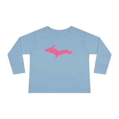 Michigan Upper Peninsula T-Shirt (w/ Pink UP Outline) | Toddler Long Sleeve