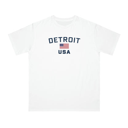 'Detroit USA' T-Shirt (w/ USA Flag) | Organic Unisex