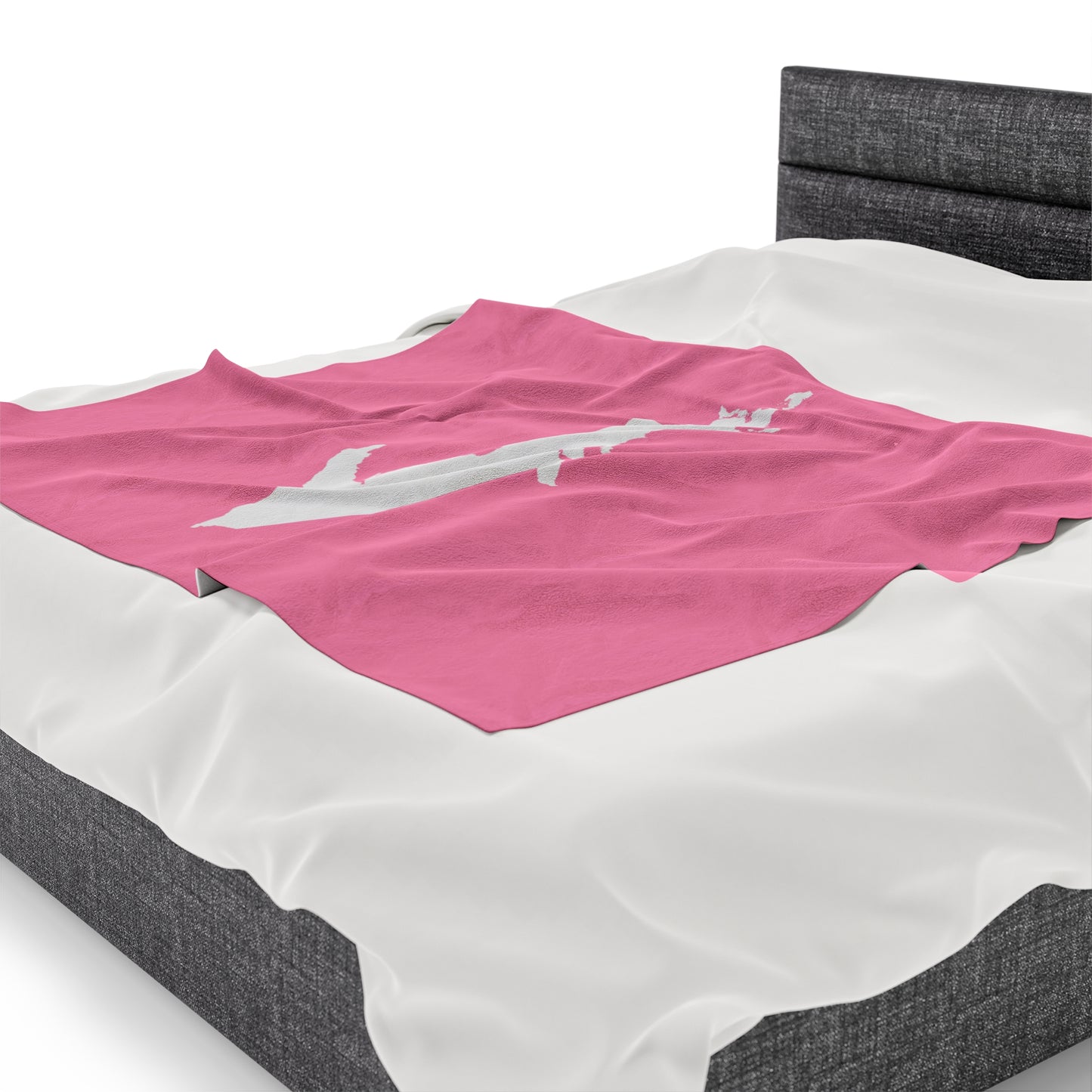 Michigan Upper Peninsula Plush Blanket (w/ UP Outline) | '67 Caddie Pink