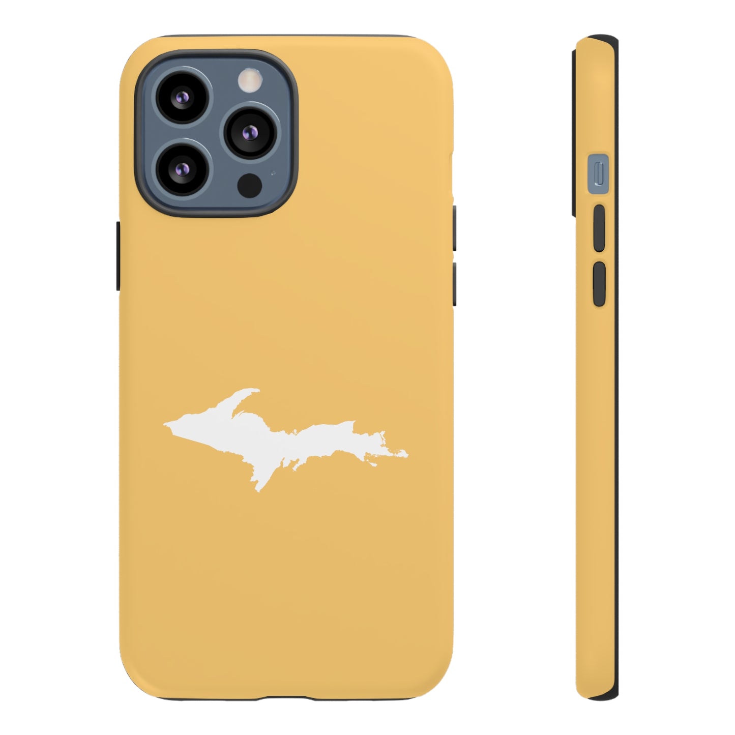 Michigan Upper Peninsula Tough Phone Case (Citrine Color w/ UP Outline) | Apple iPhone