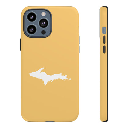 Michigan Upper Peninsula Tough Phone Case (Citrine Color w/ UP Outline) | Apple iPhone