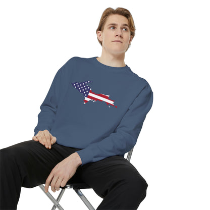 Michigan Upper Peninsula Sweatshirt (w/ UP USA Flag Outline) | Unisex Garment Dyed