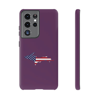 Michigan Upper Peninsula Tough Phone Case (Plum w/ UP USA Flag Outline) | Samsung & Pixel Android