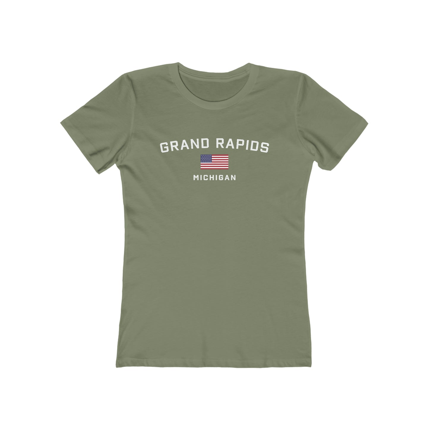 'Grand Rapids Michigan' (w/USA Flag Outline) | Women's Boyfriend Cut