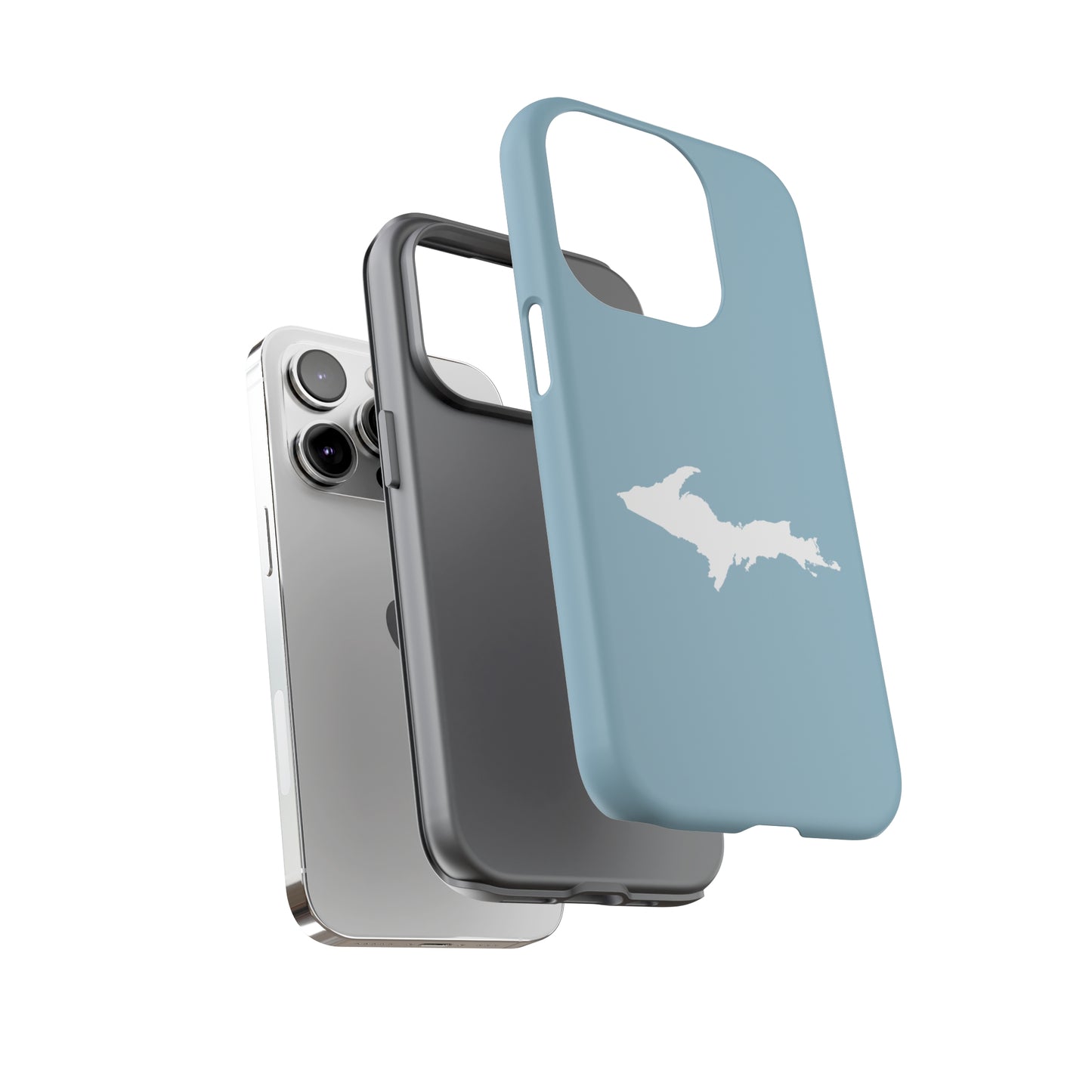 Michigan Upper Peninsula Tough Phone Case (Opal Blue w/ UP Outline) | Apple iPhone