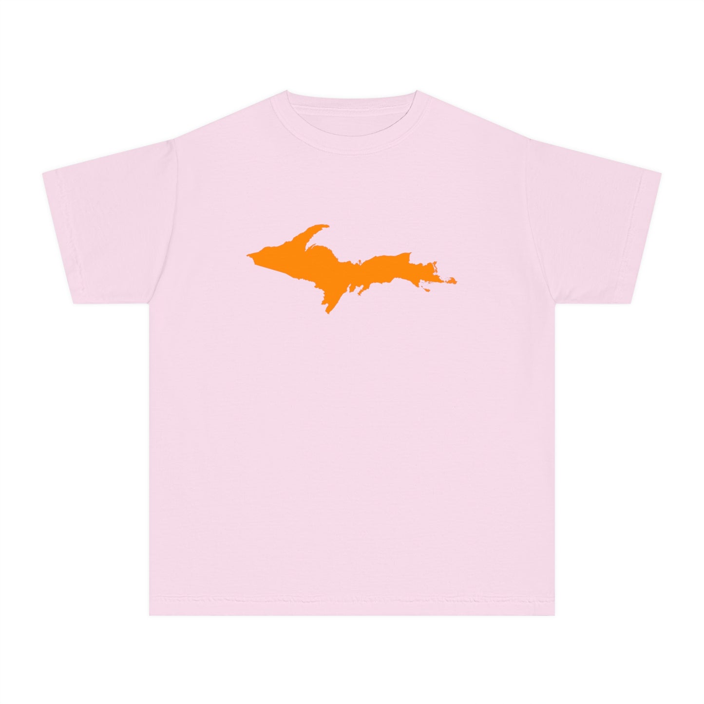 Michigan Upper Peninsula T-Shirt (w/ Orange UP Outline) | Youth Garment-Dyed