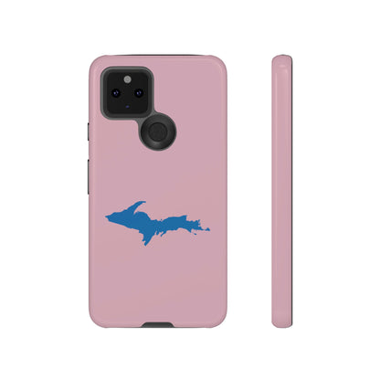 Michigan Upper Peninsula Tough Phone Case (Pink w/ Azure UP Outline) | Samsung & Pixel Android