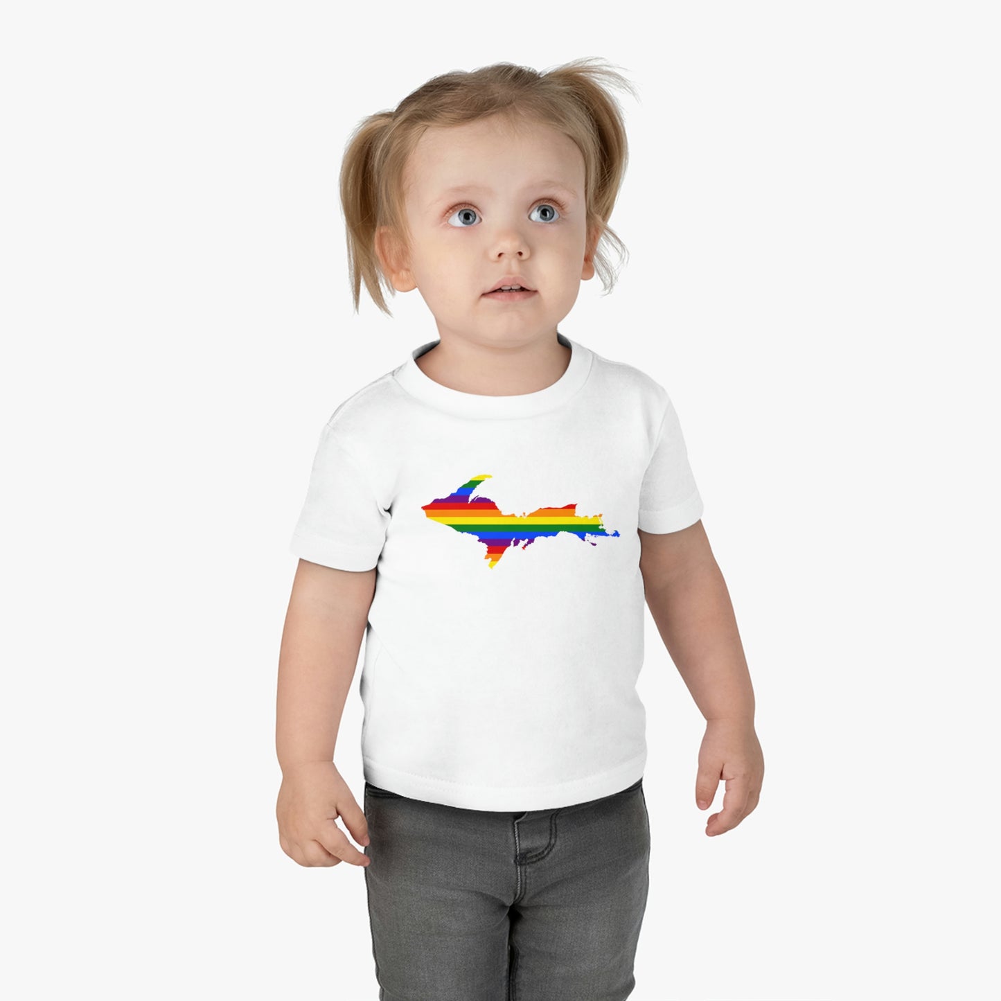 Michigan Upper Peninsula Infant T-Shirt (w/ UP Pride Flag Outline) | Short Sleeve