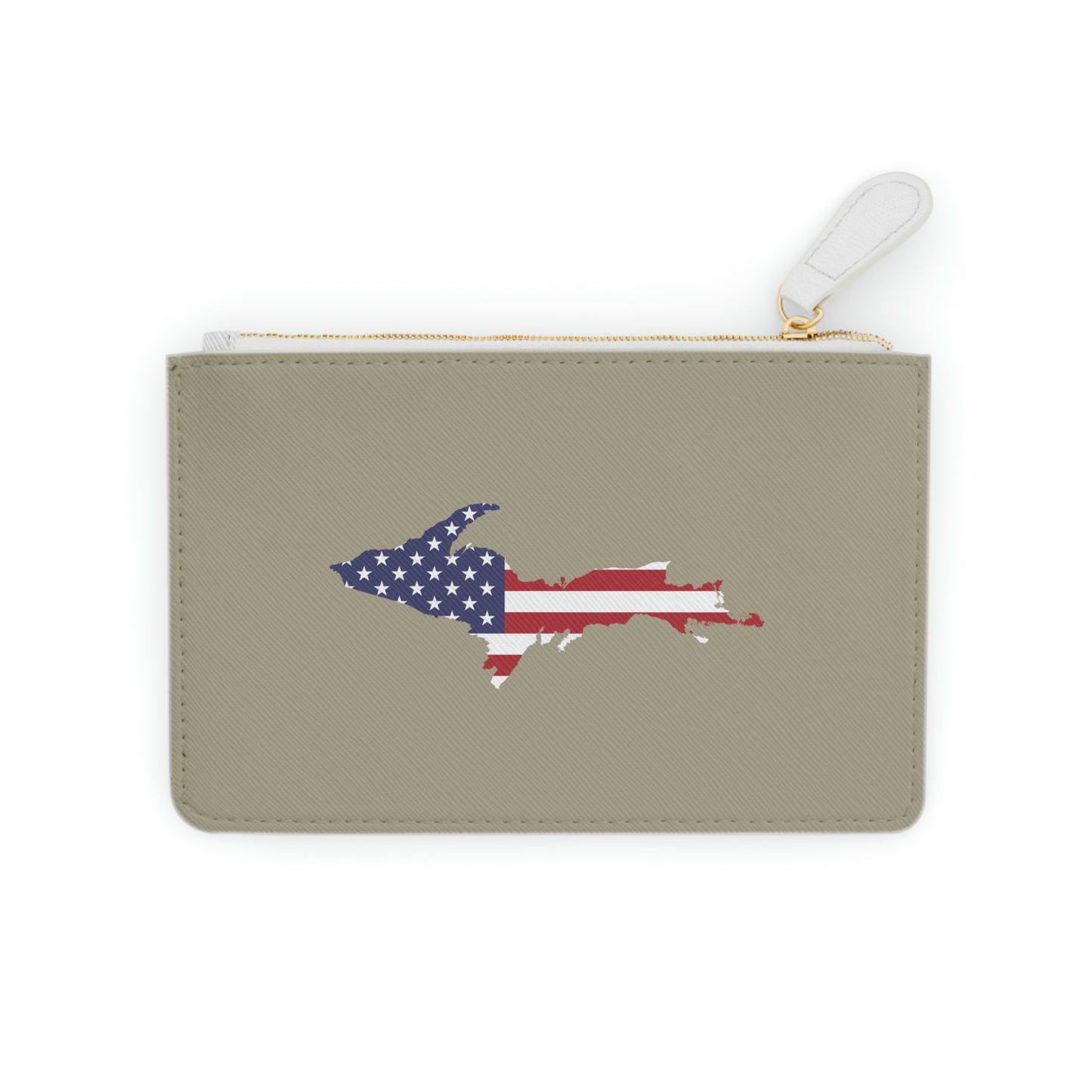 Michigan Upper Peninsula Mini Clutch Bag (Petoskey Stone Beige w/ UP USA Flag Outline)