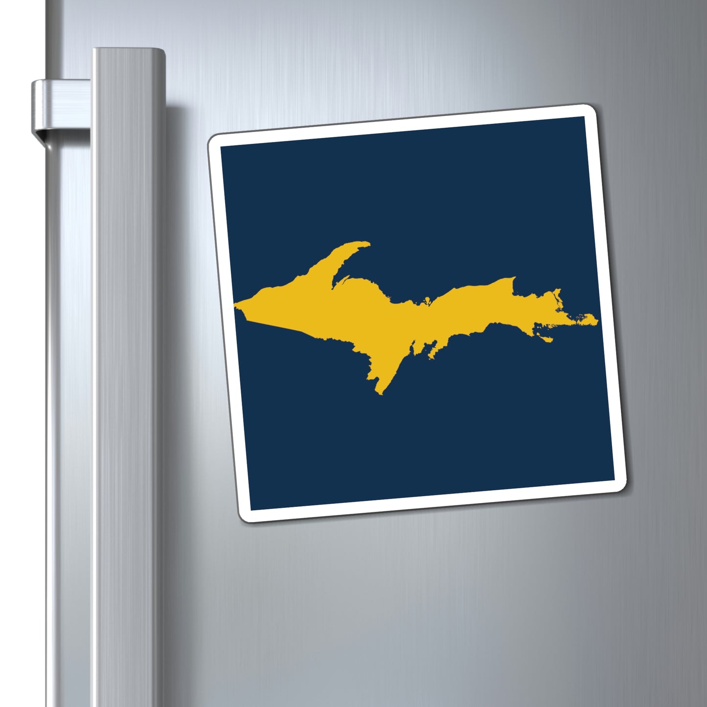 Michigan Upper Peninsula Square Magnet (Navy w/ Gold UP Outline)