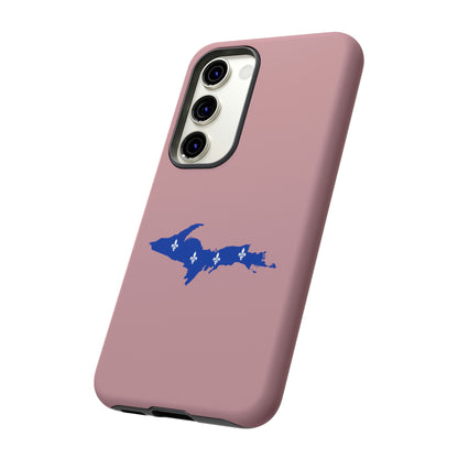 Michigan Upper Peninsula Tough Phone Case (Cherry Blossom Pink w/ UP Quebec Flag Outline) | Samsung & Pixel Android