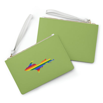 Michigan Upper Peninsula Clutch Bag (Gooseberry Green w/ UP Pride Flag Outline)