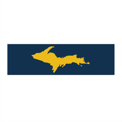 Michigan Upper Peninsula Bumper Sticker (w/ Gold UP Outline) | Navy Background