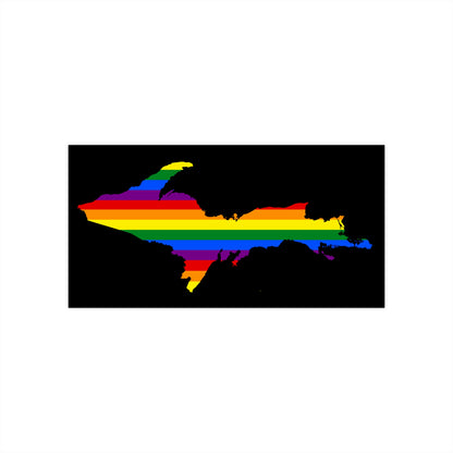 Michigan Upper Peninsula Bumper Stickers (w/ UP Pride Flag Outline) | Black Background