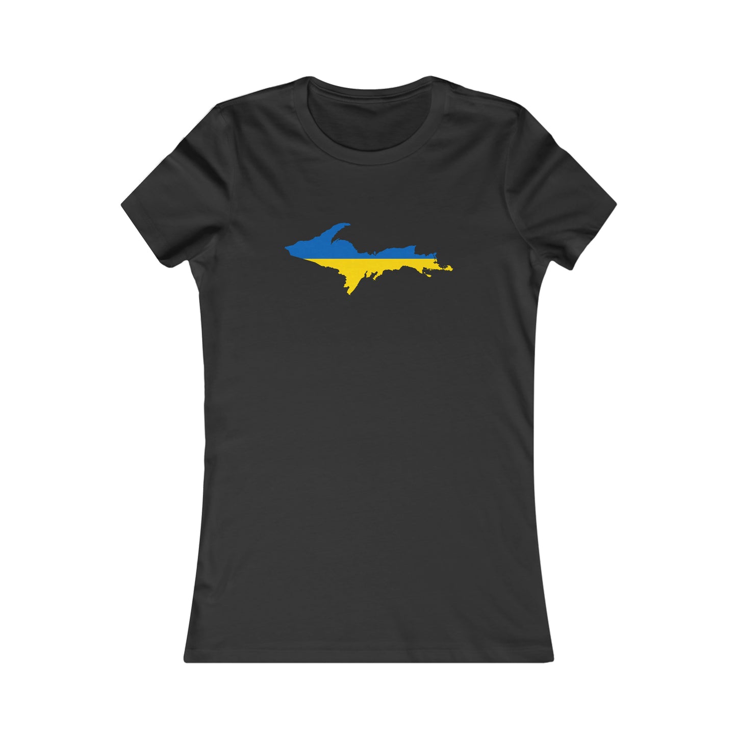 Michigan Upper Peninsula T-Shirt (w/ UP Ukraine Flag Outline) | Women's Slim Fit